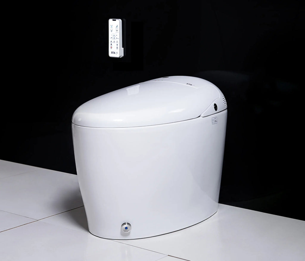 Modern Inteligente Remote Electric Automatic Flush Wc Bidet One Piece Intelligent Smart Toilet Elongated Heated Seat Dual-Flush