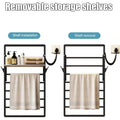 Electric Towel Warmer, Wall Mounted Hot Towel Racks for Bathroom with Storage Shelf, Heated Towel Drying Rack with Timer and Sma