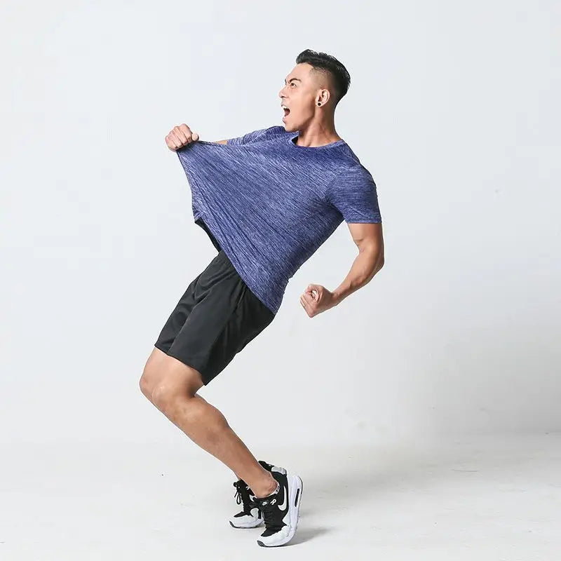 Plain Nylon Male T Shirt Short Sets Sports Suits Gym Sportswear Aesthetic 2 Piece Outfit Outfits Chic Elastic Men's Shorts Set