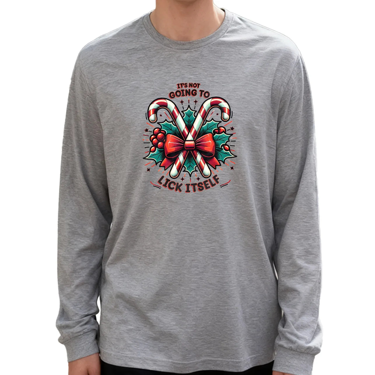 It's Not Going to Lick Itself Men's Long Sleeve Tee 100% Cotton 180g Crew Neck Casual Daily Style Soft and Breathable
