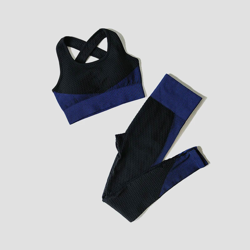 2/3Pcs Women Yoga Suit Seamless Knitted Yoga Pants Leggings Clothing Zipper Long Sleeve Crop Top Fitness Wear Sportswear Gym Set