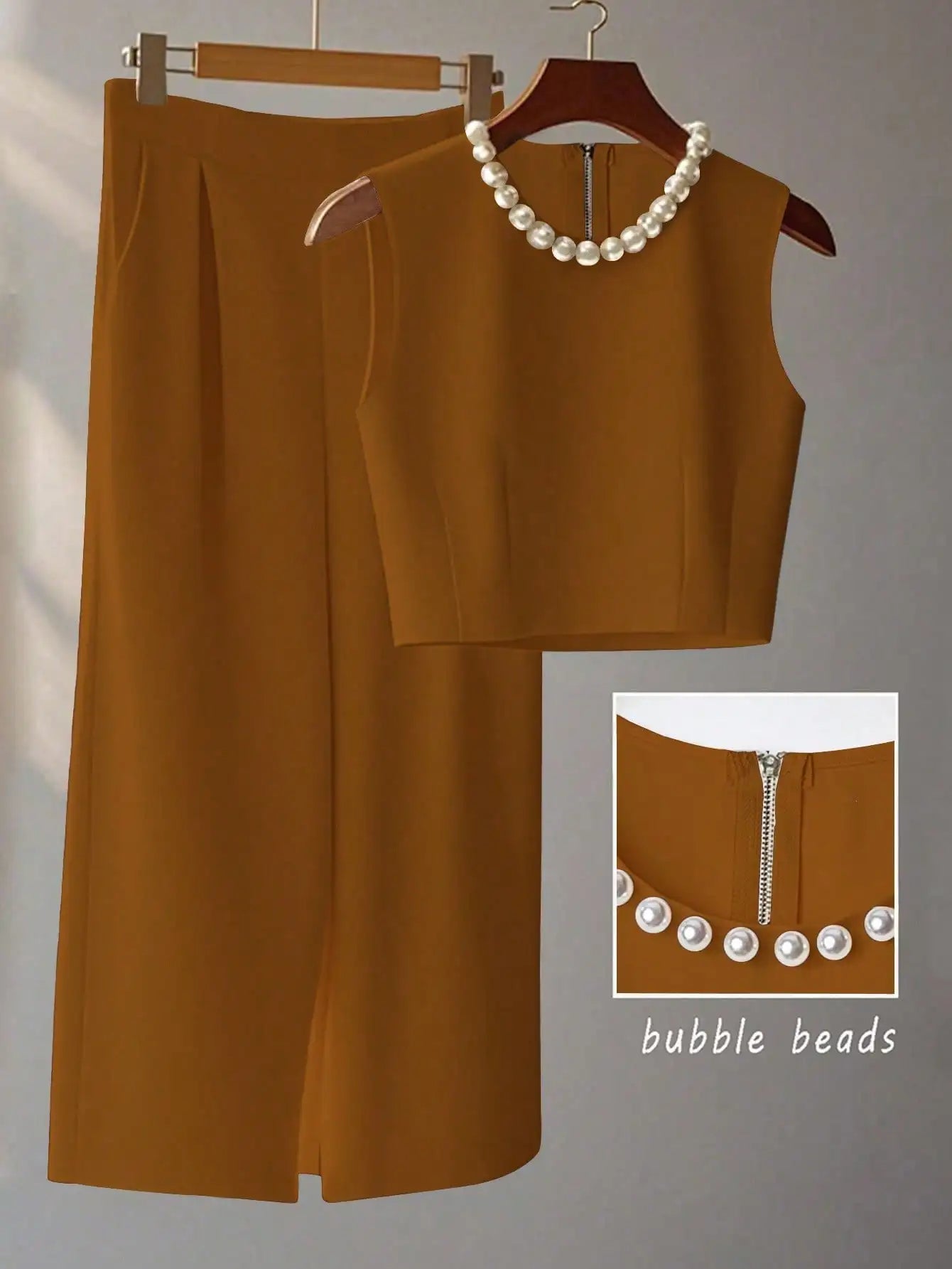French High-Level Chic Three-Dimensional Beaded Sleeveless Tops Layered Wide-Leg Pants Trousers Summer Two Pieces Suits Ladies S