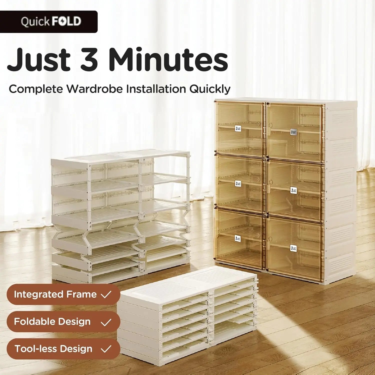 Portable Shoe Rack Organizer for Closet Entryway, Stackable Sneaker Storage Shoe Cabinet with Magnetic Clear Door