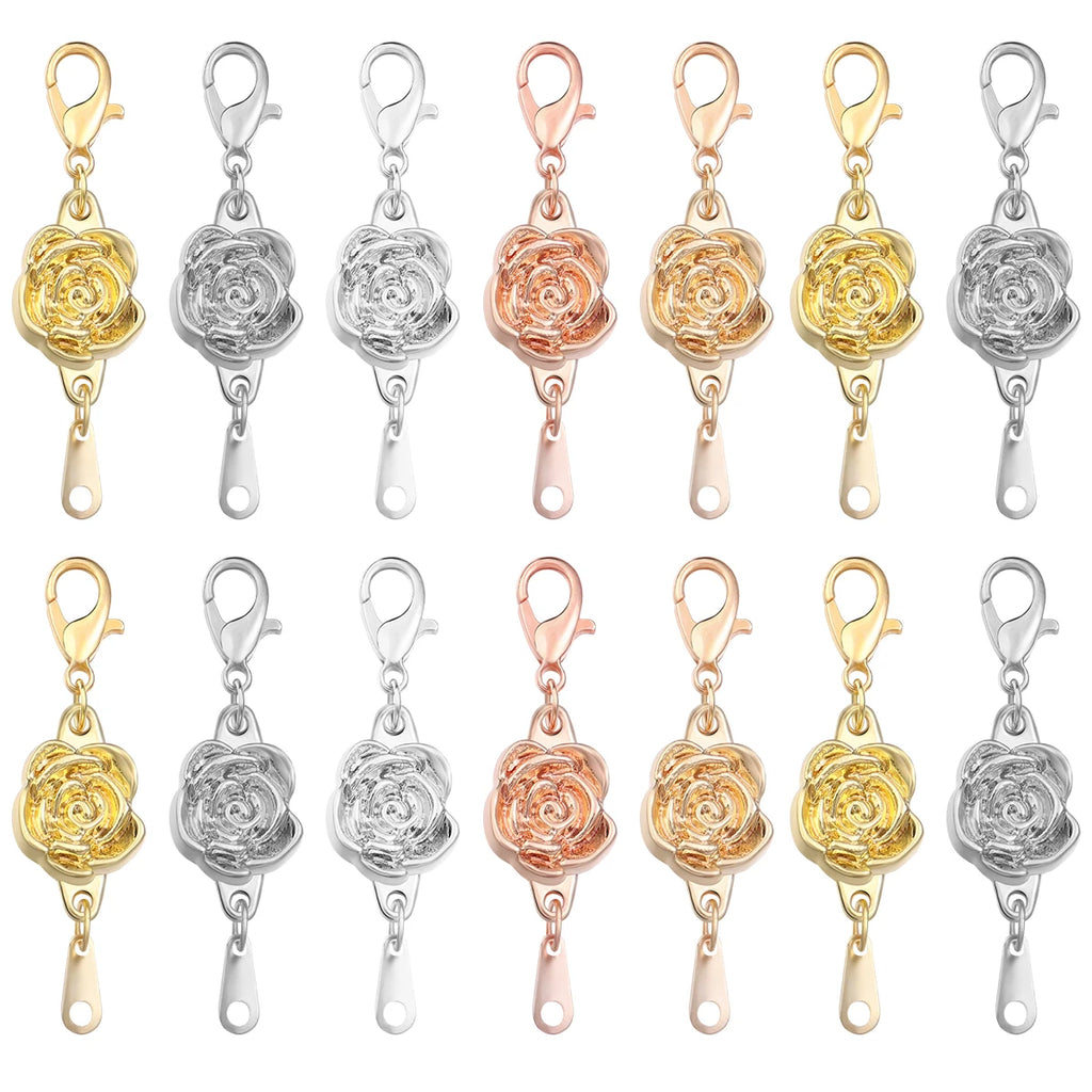 5pcs/lot Strong Magnetic Clasps Alloy Rose Extenders Closures Lobster Clasp Connectors for DIY Jewelry Making Bracelets Necklace