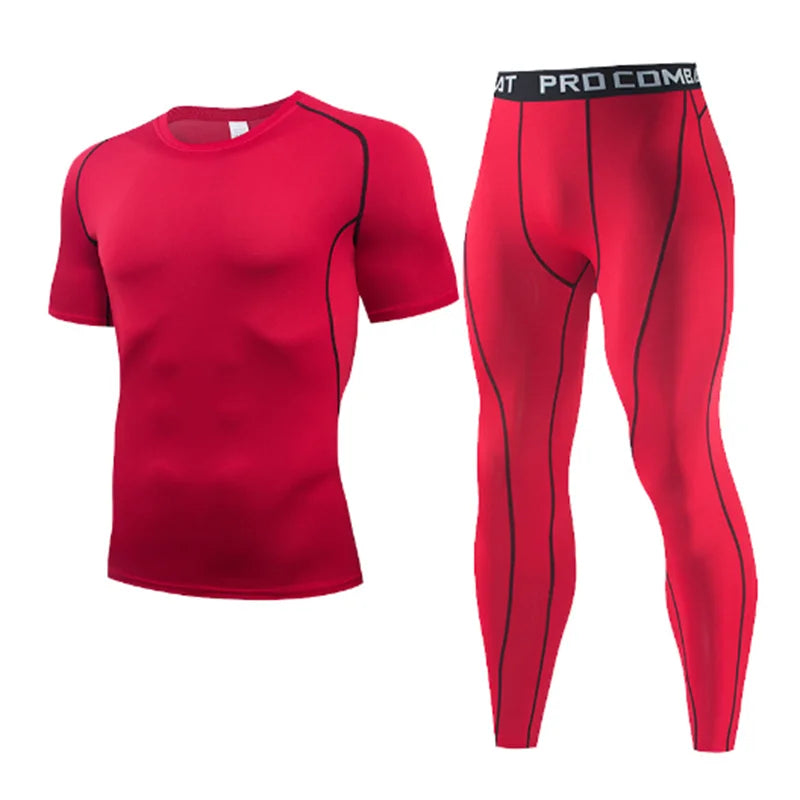 2025 Men's Running Set Gym Jogging Thermo underwear xxxxl Second skin Compression Fitness MMA rashgard Male Quick dry Track suit
