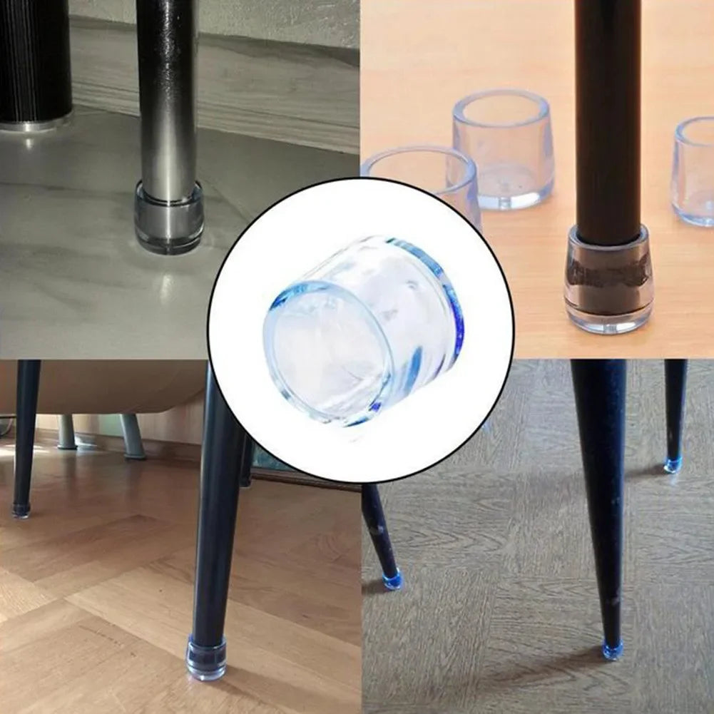 16Pcs 16/19/25/30mm Chair Leg Cap Rubber Feet-Protector Pads Non-slip Transparent Table Covers Furniture Leveling Feet Decor