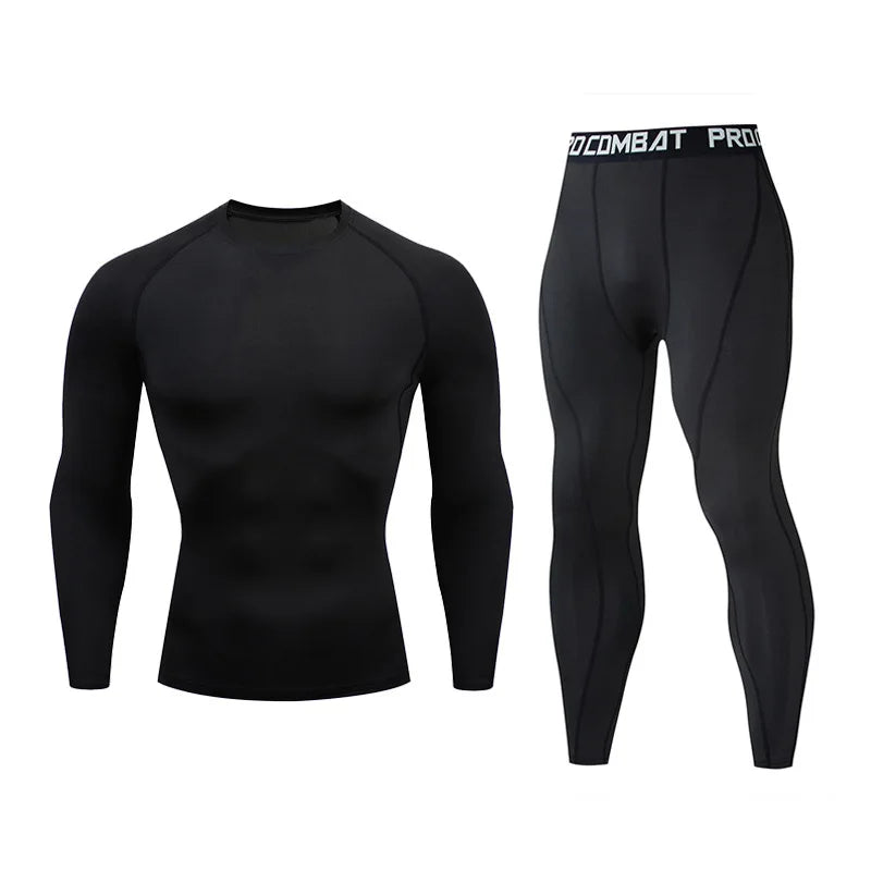 2025 Men's Running Set Gym Jogging Thermo underwear xxxxl Second skin Compression Fitness MMA rashgard Male Quick dry Track suit