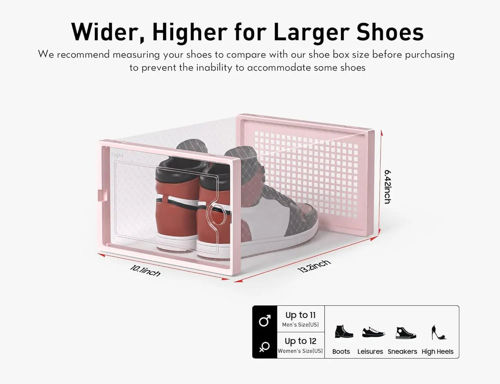 X-Large Shoe Storage Boxes Organizers Clear Plastic Stackable 12 Pack, Shoe Rack & Holder Substitute, Sneaker Containers, Toy St