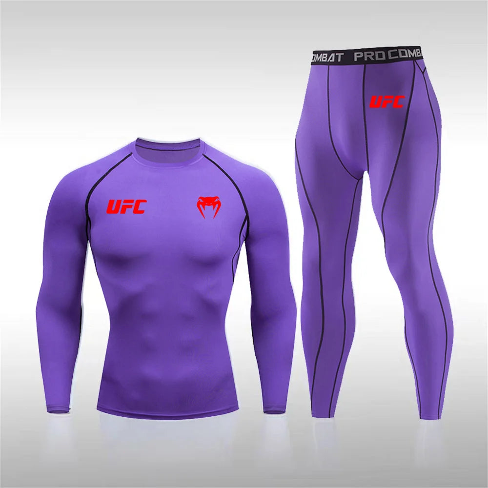 Men's Running Set Gym Jogging Thermo underwear Second skin Compression Fitness UFC Male Quick dry Track suit