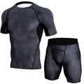Men's Sports Suit male Quick dry Sportswear short sleeve T-Shirt Compression Clothing Fitness Training kit leggings Gym shorts
