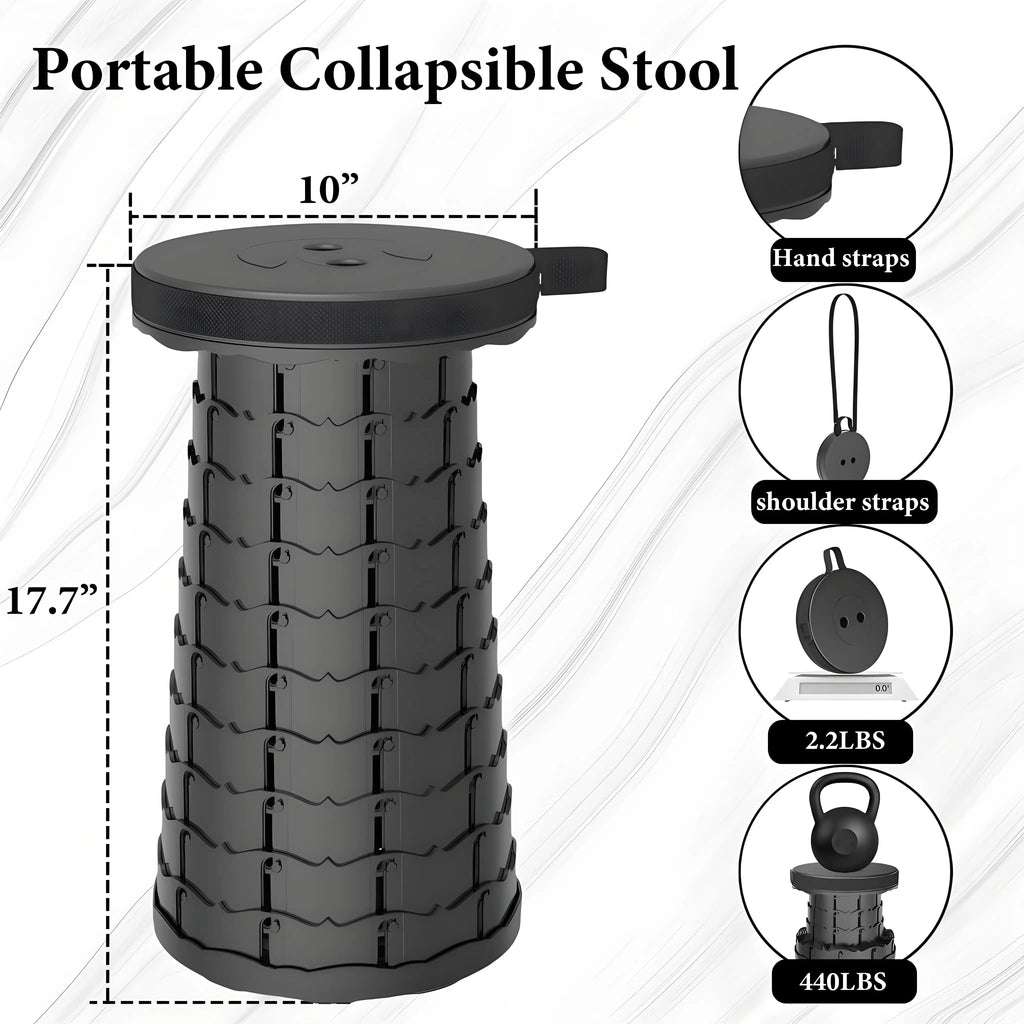 Portable Folding Stool Capacity Compact Camping Seat | Lightweight for Fishing Hiking Outdoor Events Subway Bus Commuting