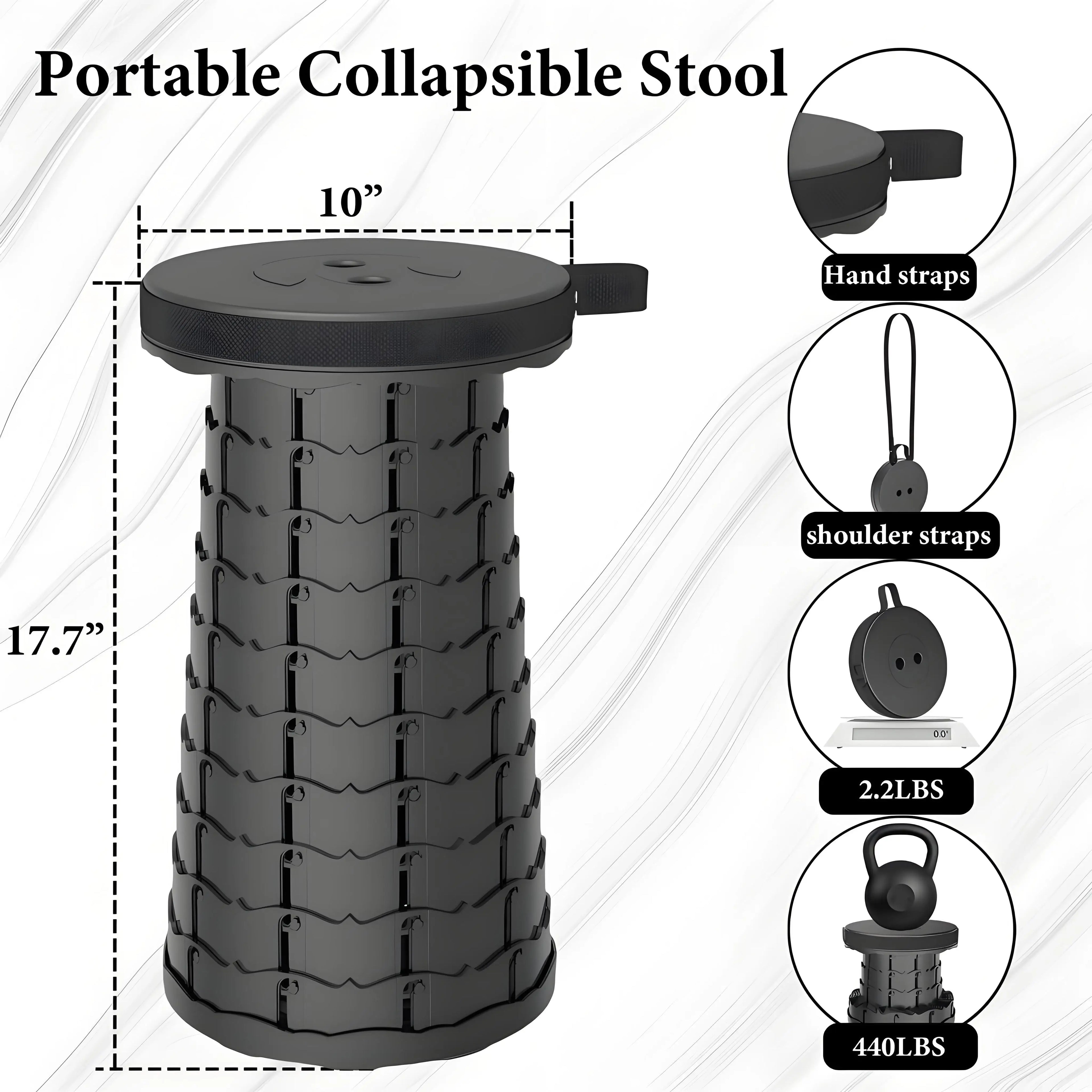 Portable Folding Stool Capacity Compact Camping Seat | Lightweight for Fishing Hiking Outdoor Events Subway Bus Commuting