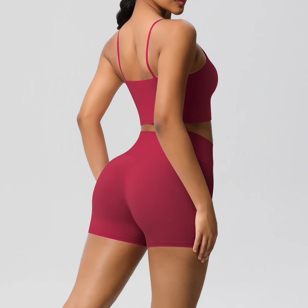 2 Piece Yoga Clothes Women 2pcs Patchwork Sport Yoga Suit Sports women's yoga bra Quick Drying Cycling Workout Gym Shorts