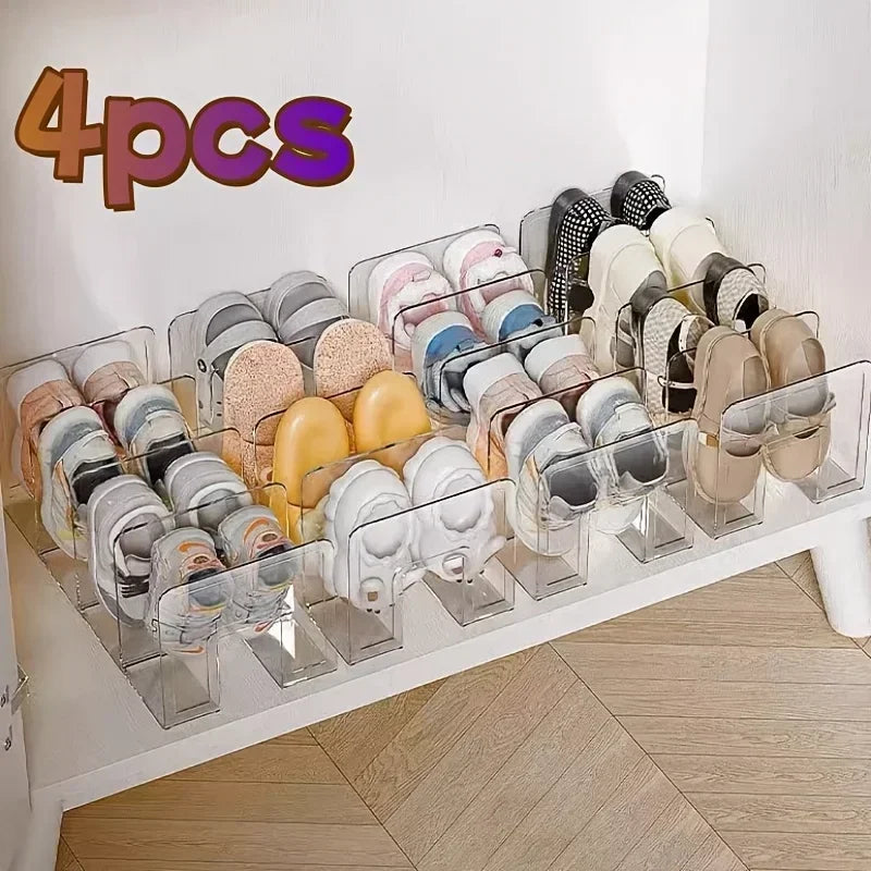 2/4 Pack Space-Saving Vertical Shoe Rack Organizer - Multi-Layer, Easy-to-Assemble, Compact Storage for Home Entryway Cabinet
