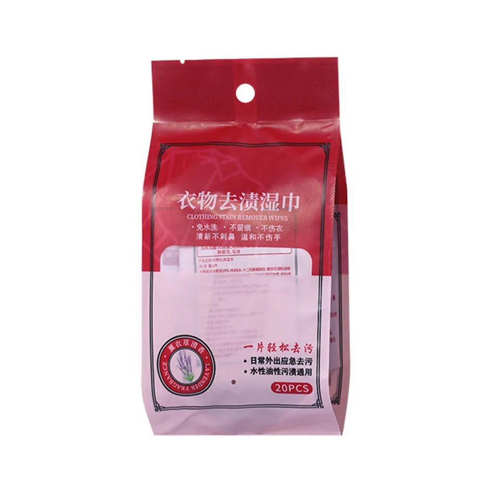 20Pcs Clothes Stain Removal Wet Wipes No Washing Cleaning Dirt Oil Removal Wipes Small White Shoes Jacket Dirt Removal Wet Wipes