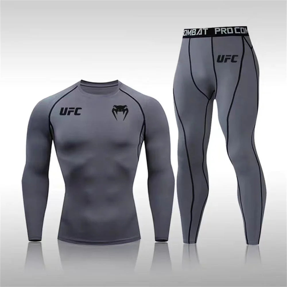 Men's Running Set Gym Jogging Thermo underwear Second skin Compression Fitness UFC Male Quick dry Track suit