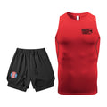 Men's Quick Dry Gym Workout 2 Piece Set Compression Sleeveless Shirt & Running Shorts Kit Flag Graphic Print Gym & Athletic Gear