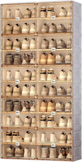 Portable Shoe Rack Organizer for Closet Entryway, Stackable Sneaker Storage Shoe Cabinet with Magnetic Clear Door