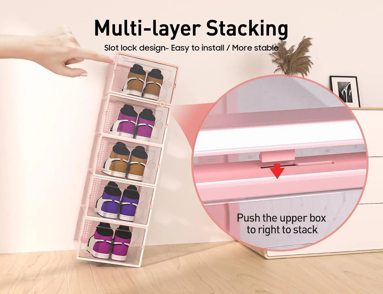 X-Large Shoe Storage Boxes Organizers Clear Plastic Stackable 12 Pack, Shoe Rack & Holder Substitute, Sneaker Containers, Toy St