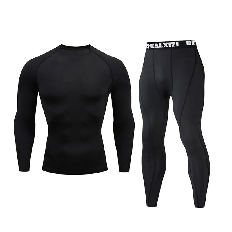 Men's Running Set Gym Jogging Thermo underwear XXXL Two piece skin Compression Fitness Sports rashgard Male Quick dry Track suit