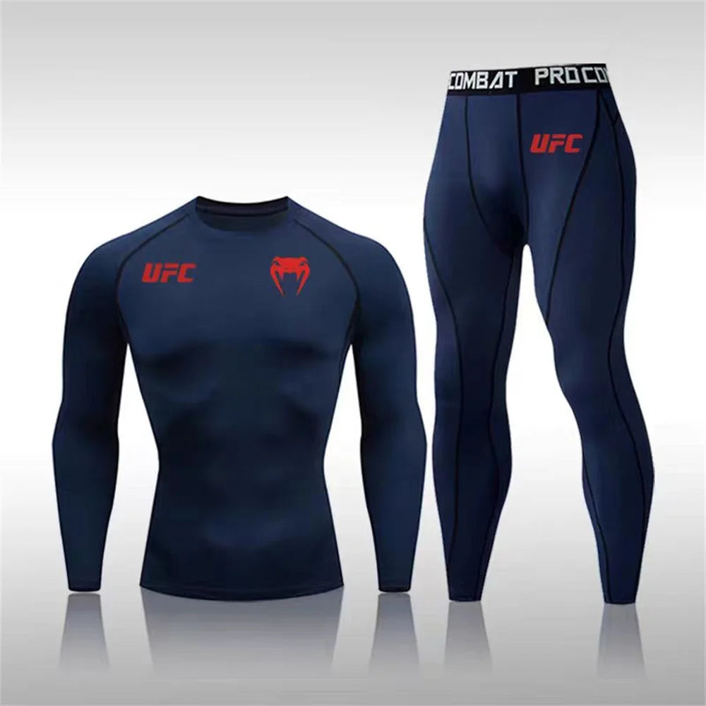 Men's Running Set Gym Jogging Thermo underwear Second skin Compression Fitness UFC Male Quick dry Track suit