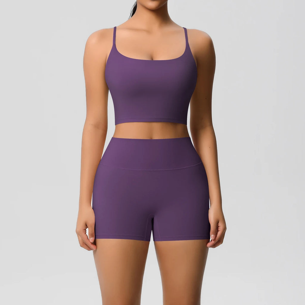 2 Piece Yoga Clothes Women 2pcs Patchwork Sport Yoga Suit Sports women's yoga bra Quick Drying Cycling Workout Gym Shorts