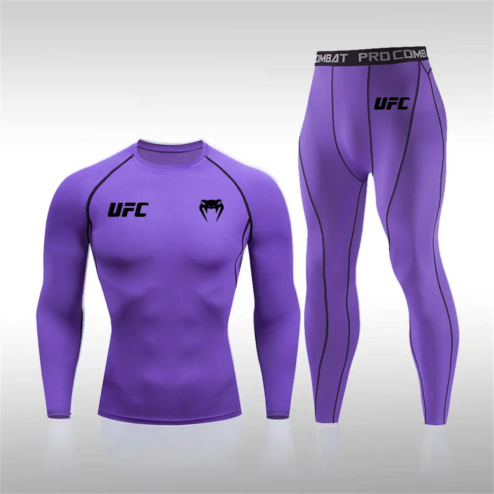Men's Running Set Gym Jogging Thermo underwear Second skin Compression Fitness UFC Male Quick dry Track suit