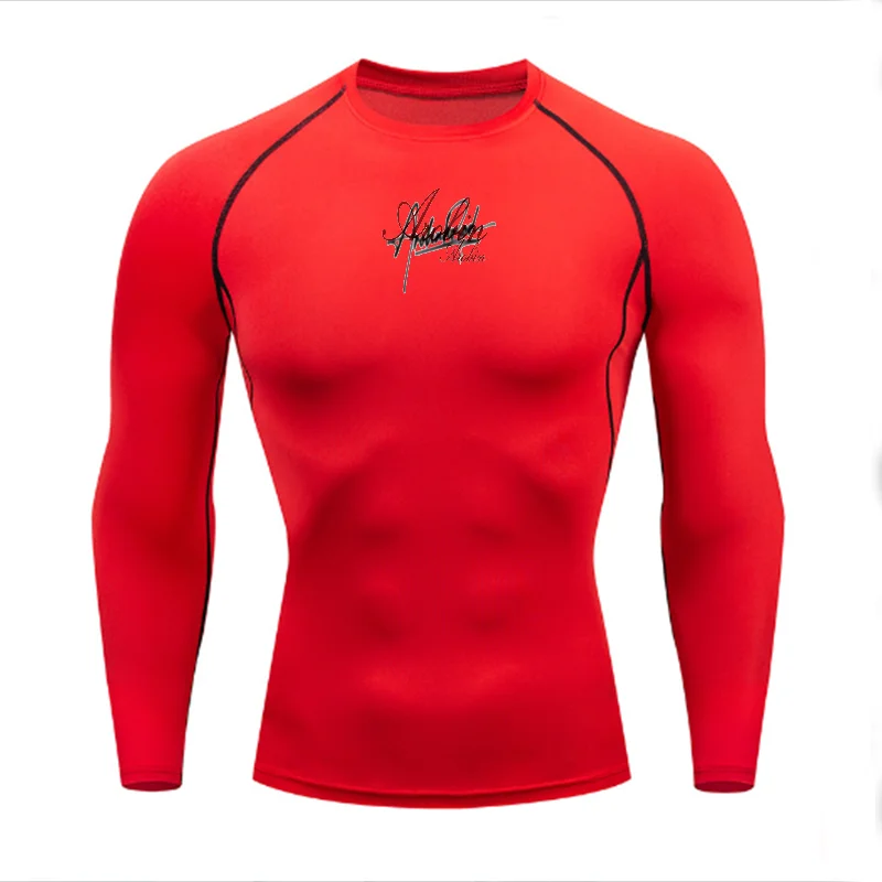 Women's quick dry Arobin-branded long sleeve top, moisture-wicking, lightweight, stylish red cursive logo with white outline,