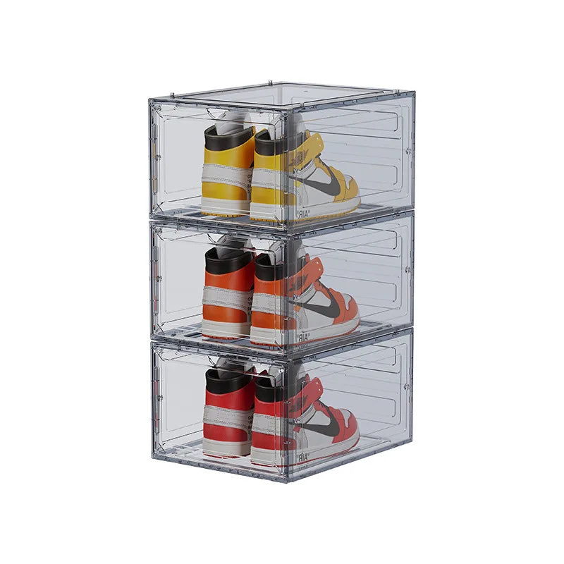 Thickened Side-Open Shoe Box Storage Box Transparent Sneaker Storage Cabinet Space Saving Plastic Anti-Oxidation Foldable