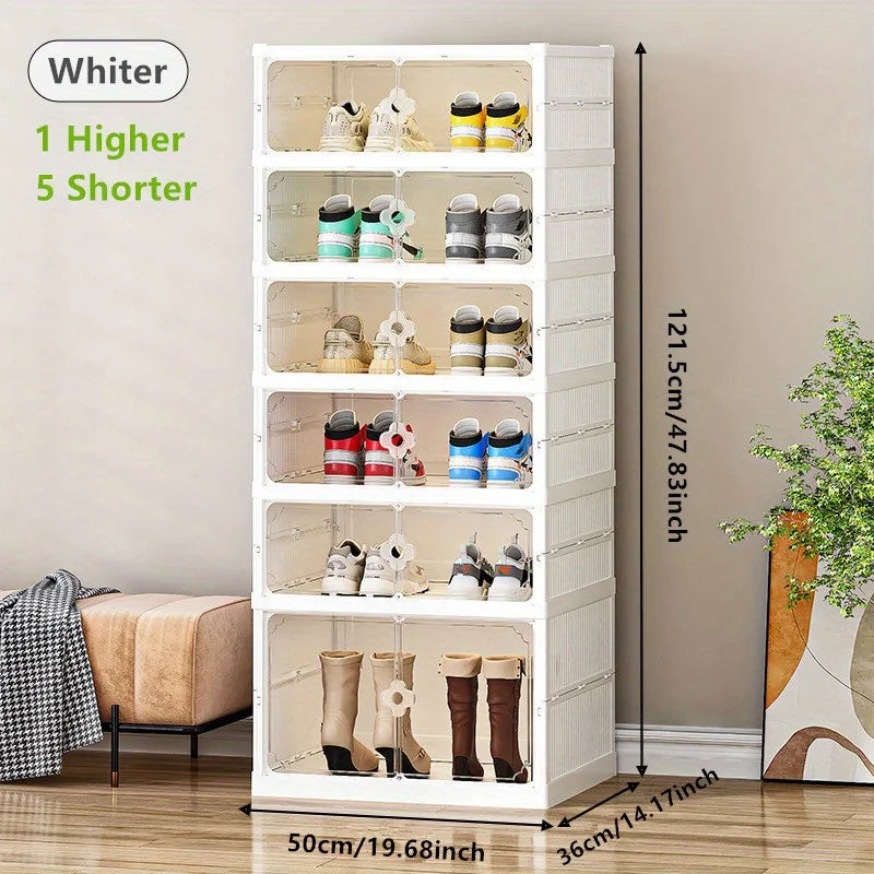 Foldable Shoe Rack Sneaker Display Cabinet Entryway Corner Shoe Storage Box Dust-Proof Moisture-Proof Double-DoorStorage Cabinet