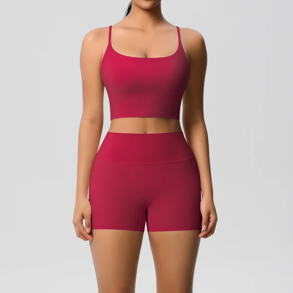 2 Piece Yoga Clothes Women 2pcs Patchwork Sport Yoga Suit Sports women's yoga bra Quick Drying Cycling Workout Gym Shorts