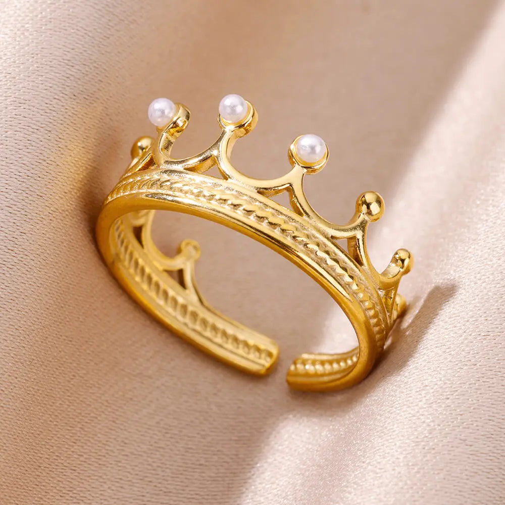 Anxiety Balls Beads Rings for Women Open Spinner Adjustable Finger Ring Stainless Steel Rotating Freely Anti Stress Jewelry Gift