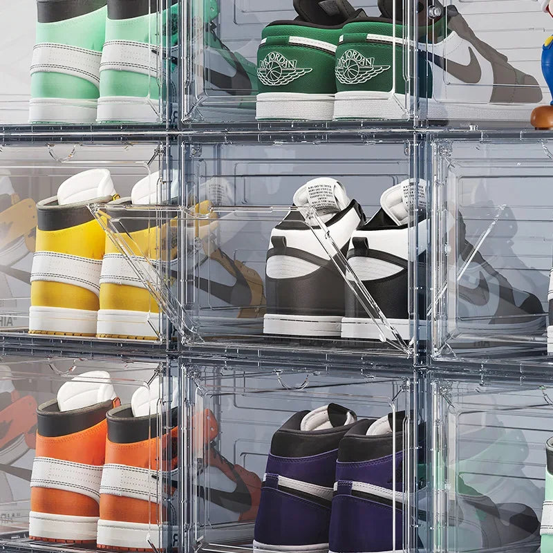 Thickened Side-Open Shoe Box Storage Box Transparent Sneaker Storage Cabinet Space Saving Plastic Anti-Oxidation Foldable
