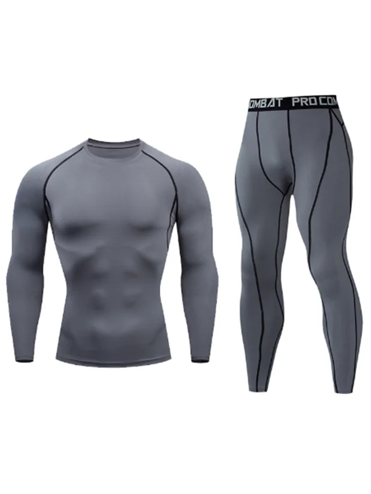2025 Men's Running Set Gym Jogging Thermo underwear xxxxl Second skin Compression Fitness MMA rashgard Male Quick dry Track suit