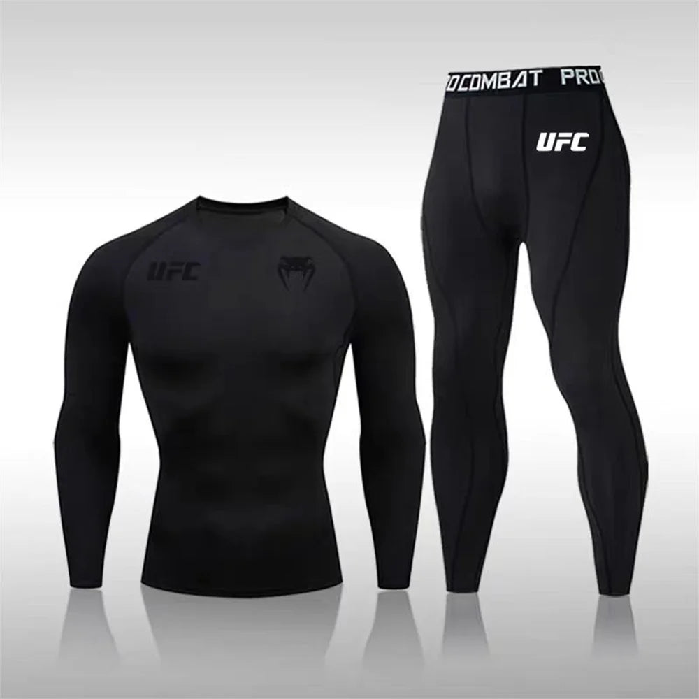 Men's Running Set Gym Jogging Thermo underwear Second skin Compression Fitness UFC Male Quick dry Track suit