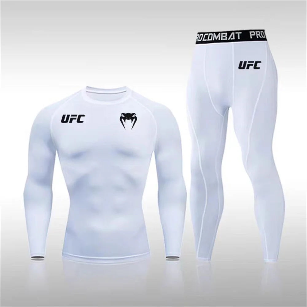 Men's Running Set Gym Jogging Thermo underwear Second skin Compression Fitness UFC Male Quick dry Track suit