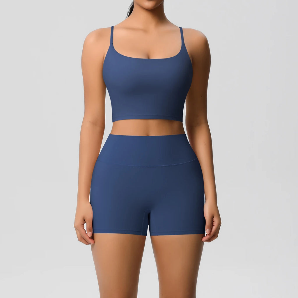 2 Piece Yoga Clothes Women 2pcs Patchwork Sport Yoga Suit Sports women's yoga bra Quick Drying Cycling Workout Gym Shorts