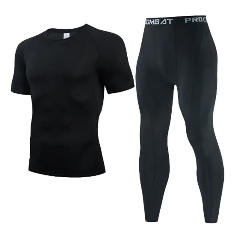 2025 Men's Running Set Gym Jogging Thermo underwear xxxxl Second skin Compression Fitness MMA rashgard Male Quick dry Track suit