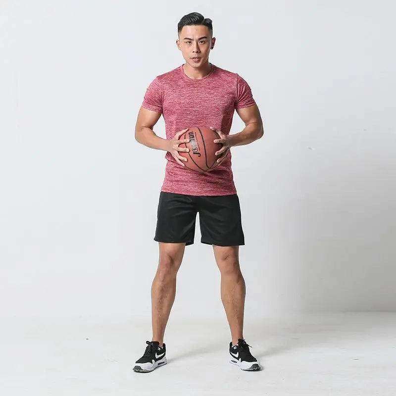 Plain Nylon Male T Shirt Short Sets Sports Suits Gym Sportswear Aesthetic 2 Piece Outfit Outfits Chic Elastic Men's Shorts Set
