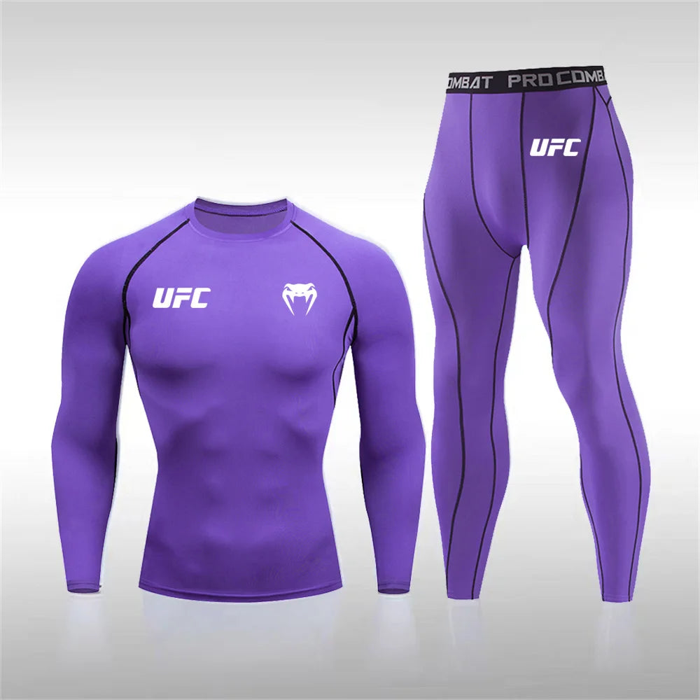 Men's Running Set Gym Jogging Thermo underwear Second skin Compression Fitness UFC Male Quick dry Track suit