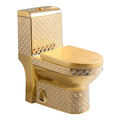 Golden Toilet,Modern One-Piece Ceramic Toilet Bowl With S-Trap Drainage Dual-Flush Floor Mounted White Gold Color