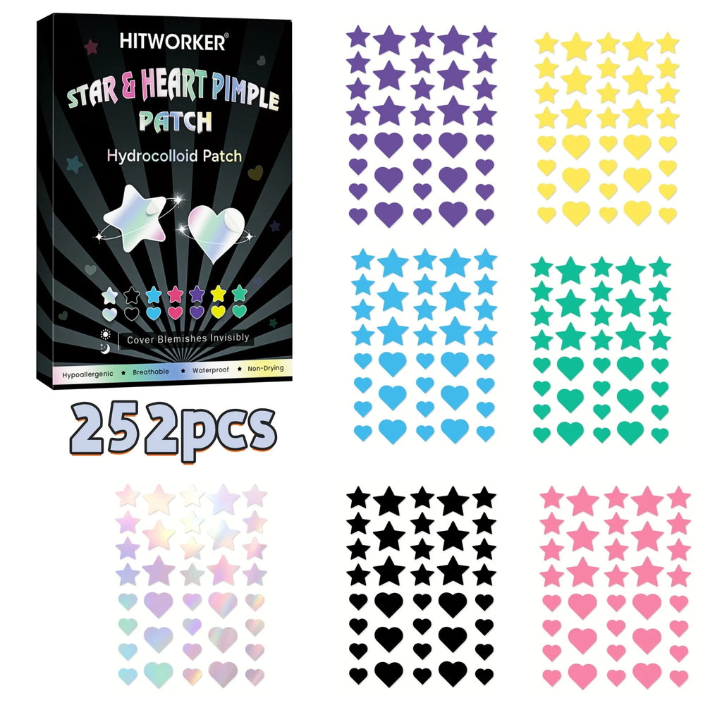252/504/1008-Piece HITWORKER Acne Patches | Invisible Blemish Cover, Enriched with Tea Tree Oil, Gentle Cleansing