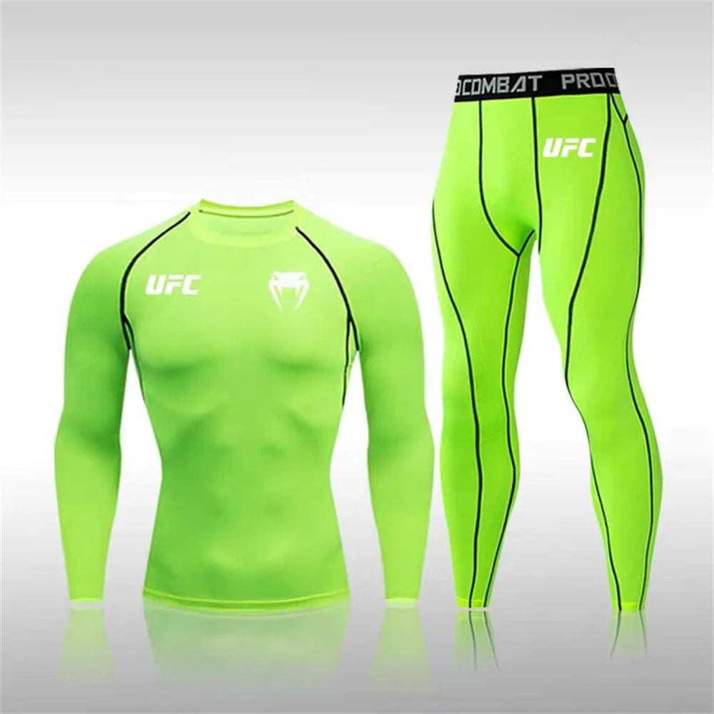 Men's Running Set Gym Jogging Thermo underwear Second skin Compression Fitness UFC Male Quick dry Track suit