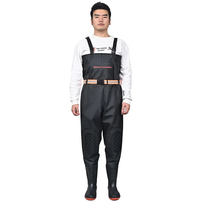 Thickened Underwater Pants Rain Pants with Rain Shoes Full Body One-piece Waterproof Clothing Catching The Sea Equipment