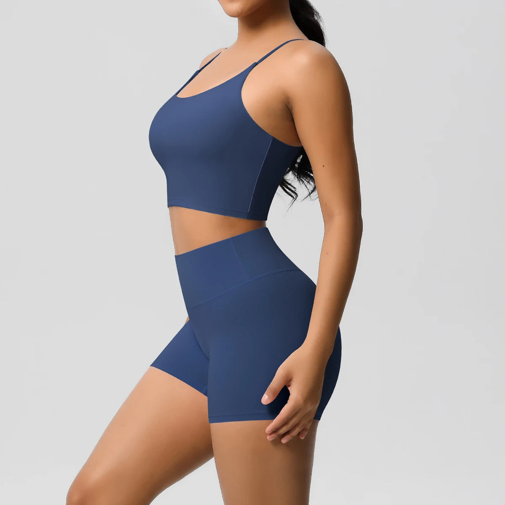 2 Piece Yoga Clothes Women 2pcs Patchwork Sport Yoga Suit Sports women's yoga bra Quick Drying Cycling Workout Gym Shorts