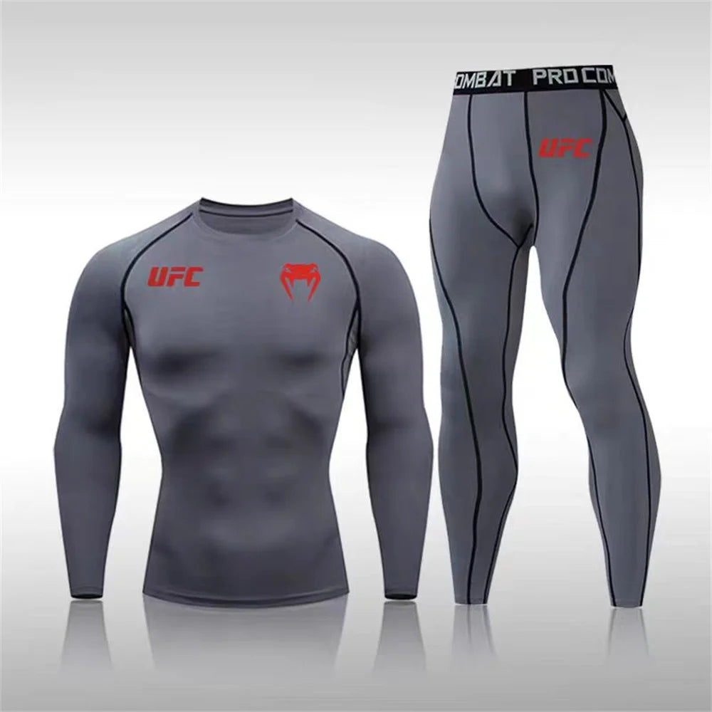Men's Running Set Gym Jogging Thermo underwear Second skin Compression Fitness UFC Male Quick dry Track suit